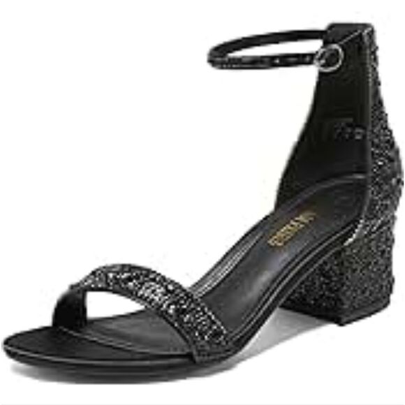 Dream Pairs Rhinestone 3-Inch Chunky Heel Sandals, like new sz 9 - Picture 1 of 8